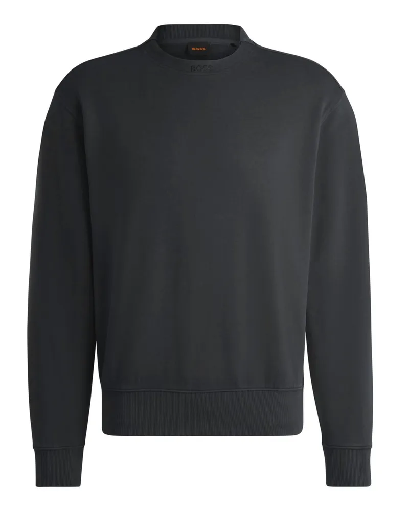 HUGO BOSS Unifarbenes Sweatshirt aus Baumwolle in Schwarz