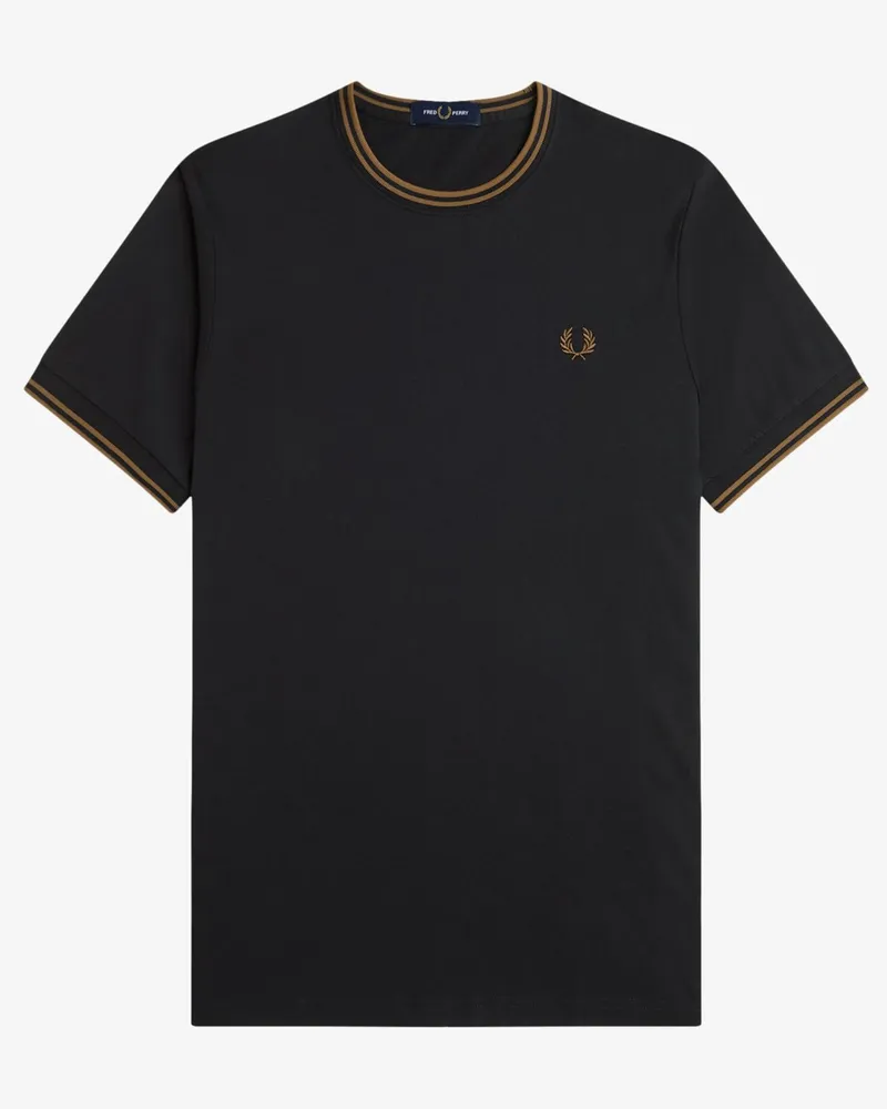 Fred Perry Softes T-Shirt mit Streifenakzenten in Schwarz