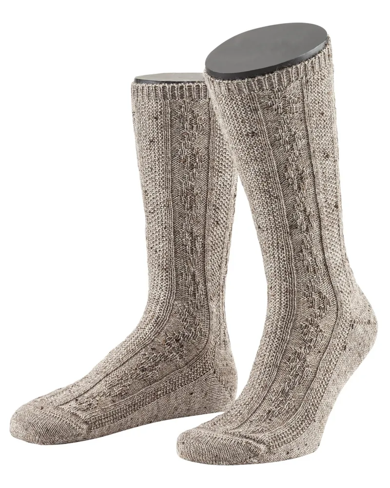 Lusana Trachtensocken aus Merinowolle in Braun