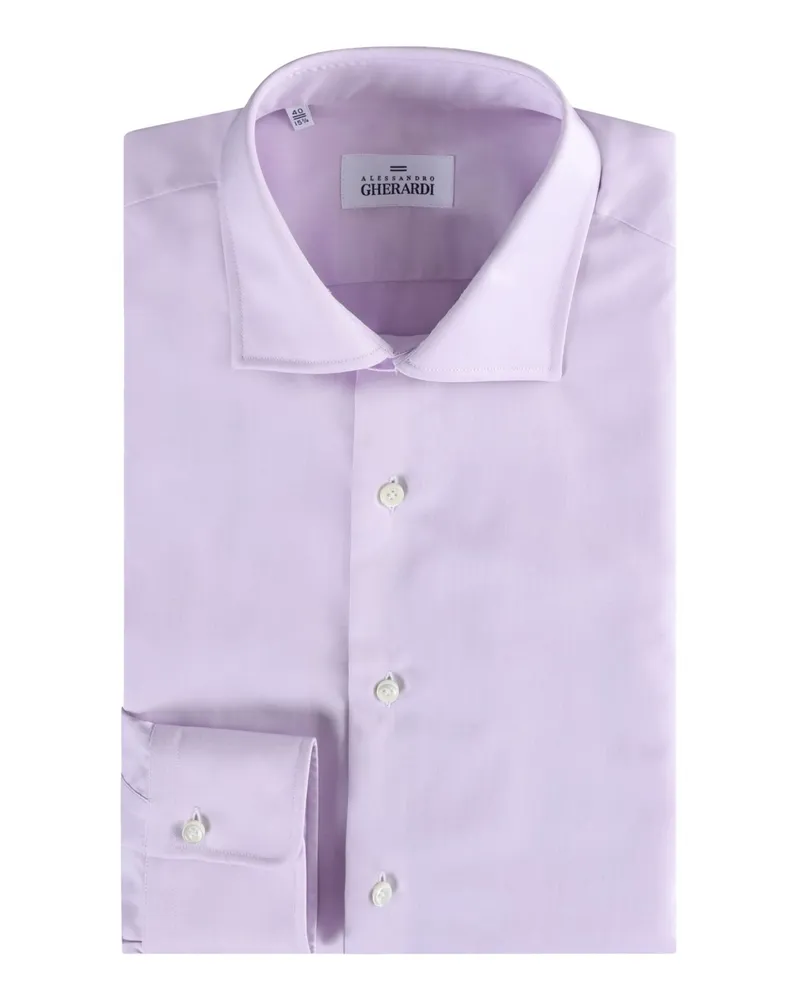 Alessandro Gherardi Unifarbenes Hemd in Twill-Qualität, Regular Fit in Flieder
