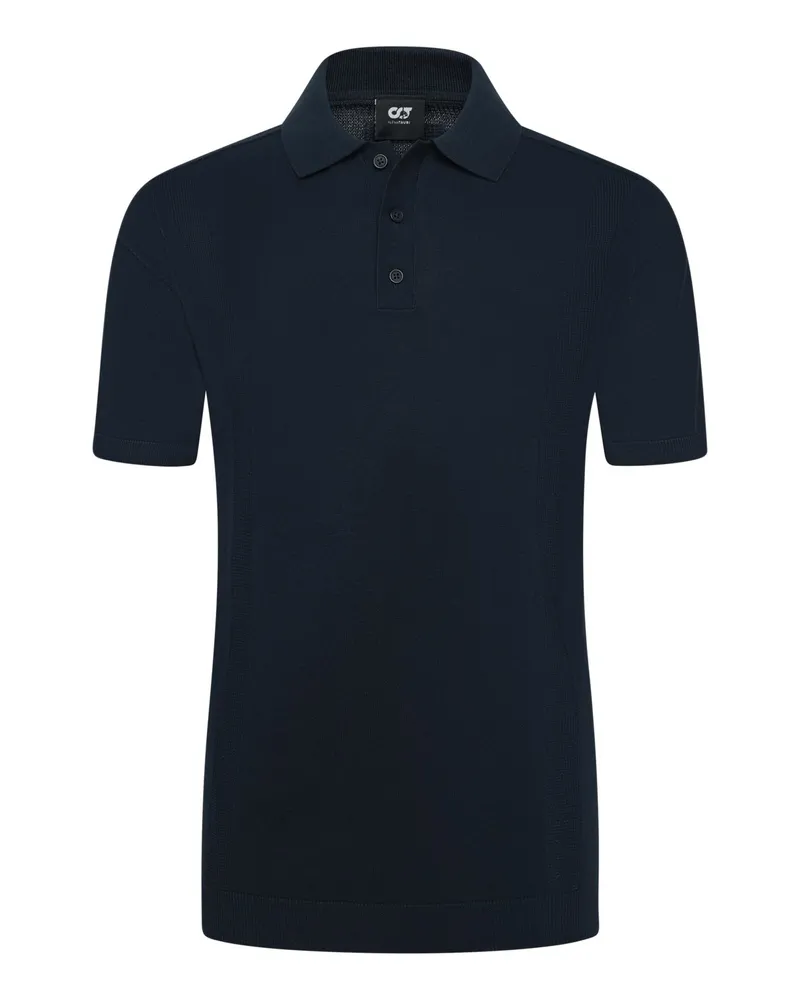 AlphaTauri Unifarbenes Strick-Poloshirt mit Leinenanteil in Marine
