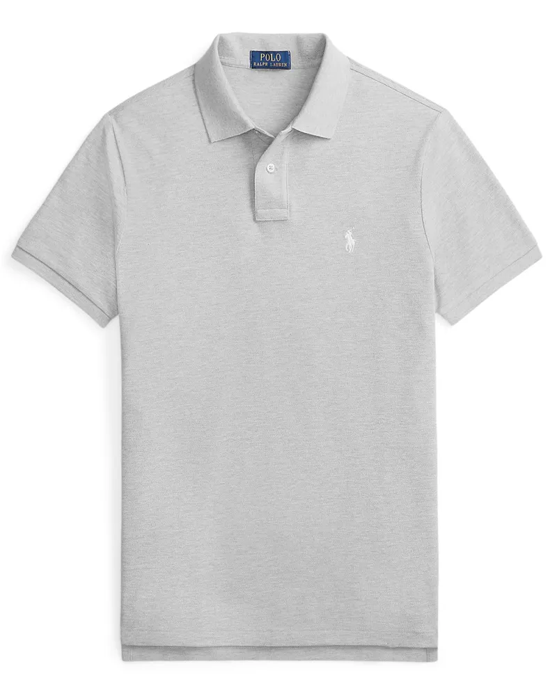 Ralph Lauren Piqué-Poloshirt mit Logo-Stickerei, Custom Slim Fit in Grau