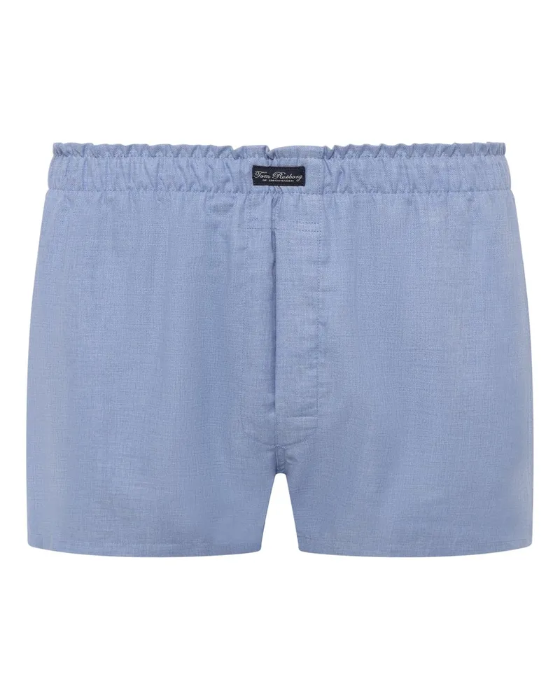 Tom Rusborg Unifarbene Boxershorts aus Baumwolle in Blau