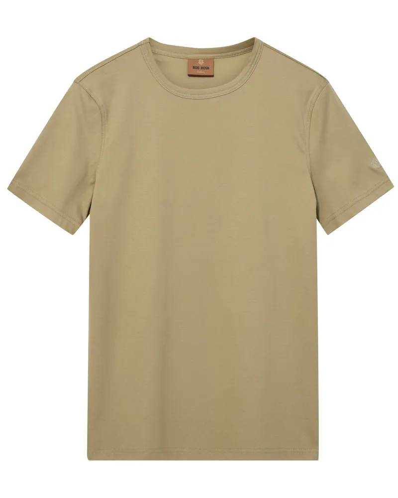 Mos Mosh Glattes Jersey-T-Shirt in Oliv
