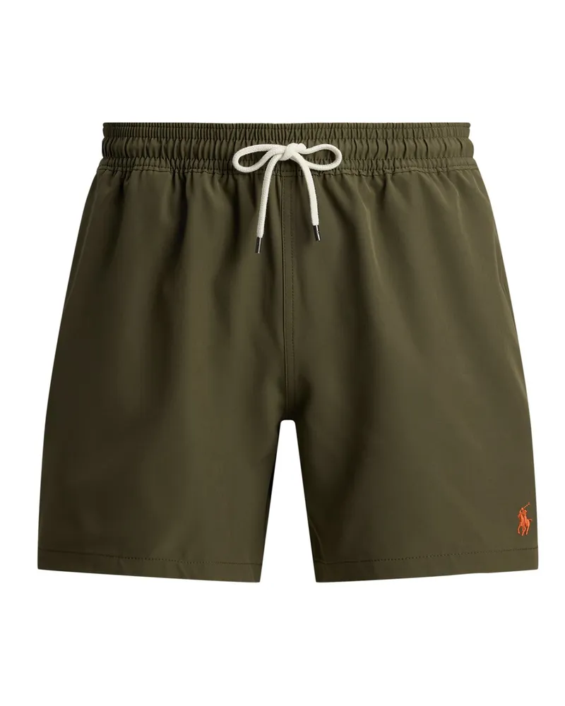 Ralph Lauren Glatte Badehose in Stretch-Qualität mit kleiner Pony-Stickerei in Oliv