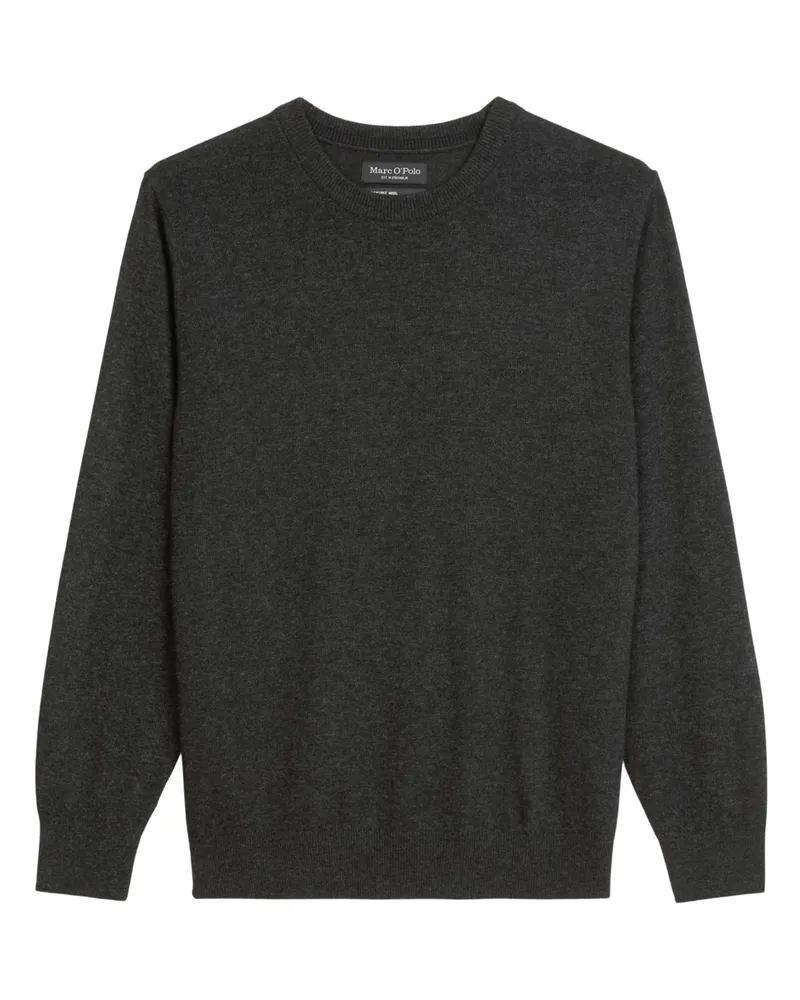 Marc O'Polo Pullover aus einem Wollgemisch mit Label-Stickerei in Anthrazit