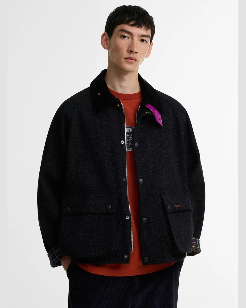Barbour Paul Smith Loves Barbour Wolljacke Transport mit Cordkragen in Anthrazit