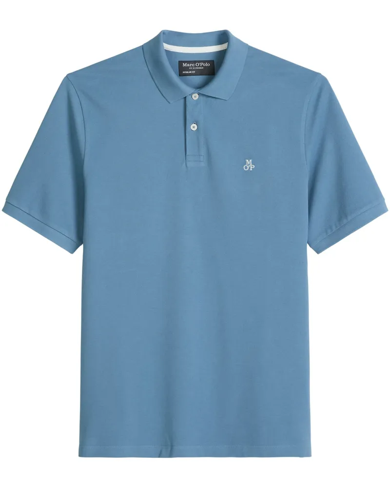 Marc O'Polo Piqué-Poloshirt aus Bio-Baumwolle mit Label-Stickerei, Regular Fit in Mittelblau