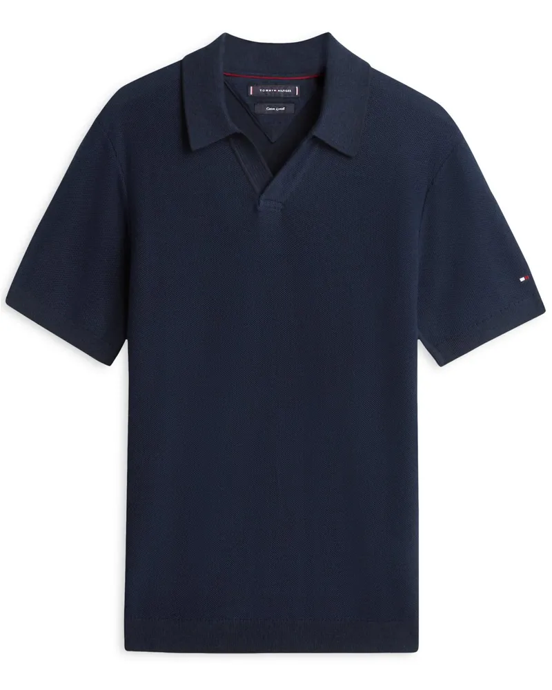 Tommy Hilfiger Poloshirt mit Lyocell und Wabenstruktur in Marine