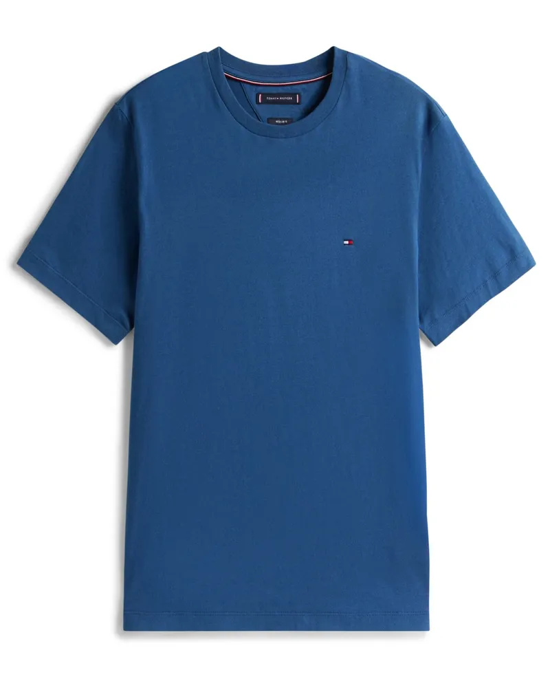 Tommy Hilfiger Softes T-Shirt mit kleiner Logo-Stickerei, Regular Fit in Denim