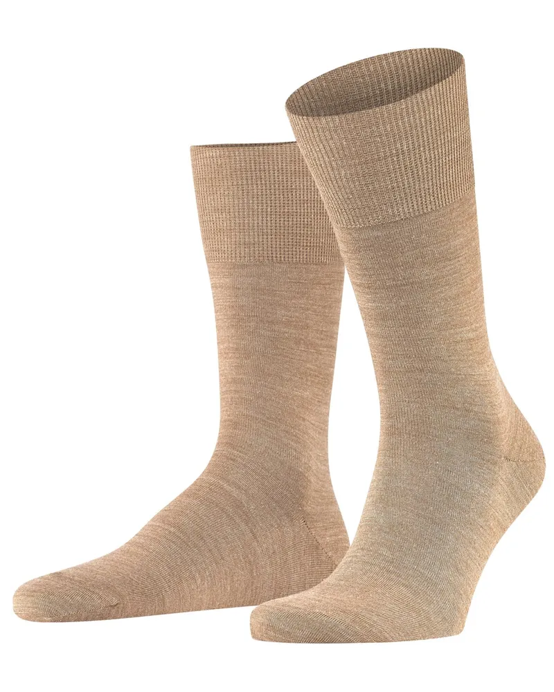 Falke Glatte Socken Airport mit klimaregulierender Merinowolle in Beige