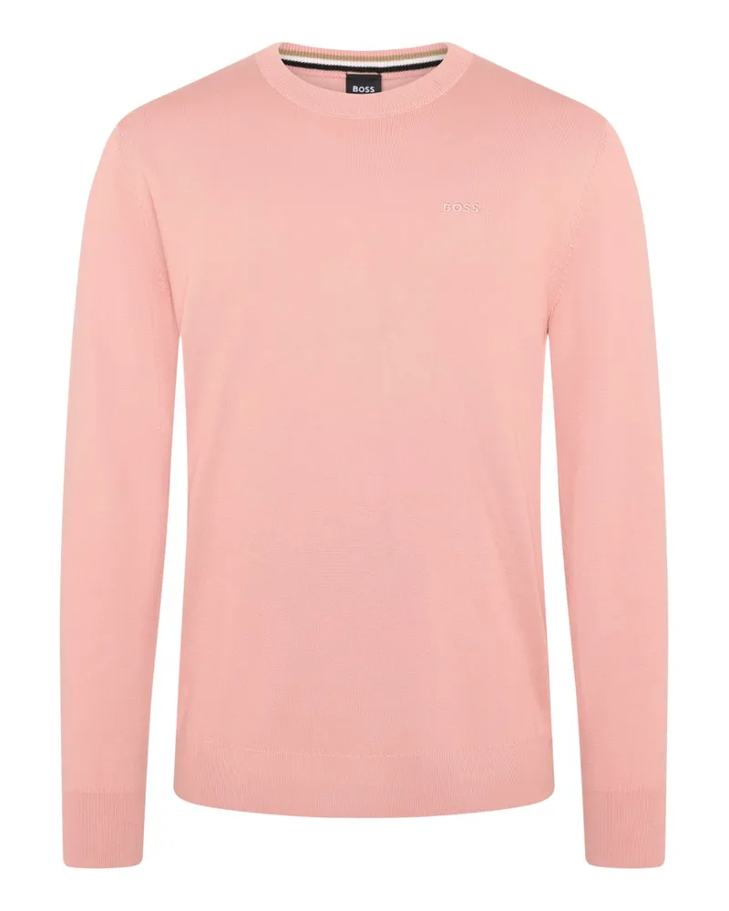 HUGO BOSS Leichter Pullover aus Baumwolle mit Label-Schriftzug in Rosenrot