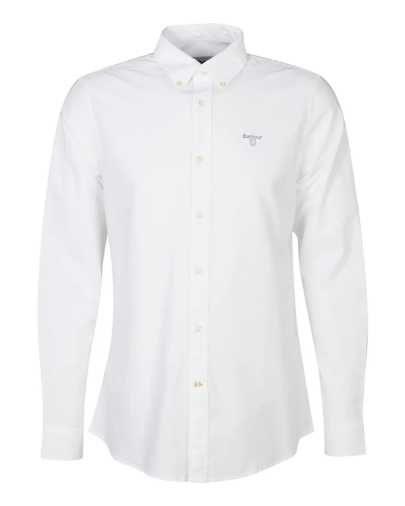 Barbour Oxfordhemd aus Baumwolle mit Label-Schriftzug, Tailored Fit in Weiß
