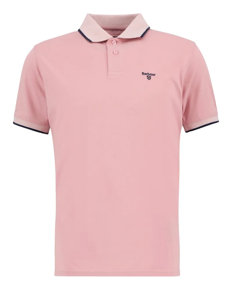 Barbour Leichtes Poloshirt aus Baumwolle mit Kontrastbündchen, Tailored Fit in Pink