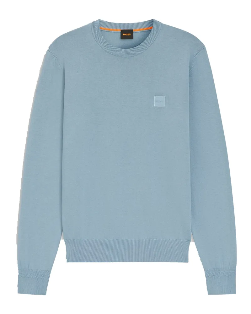 HUGO BOSS Leichter Pullover mit Kaschmiranteil und O-Neck in Blau