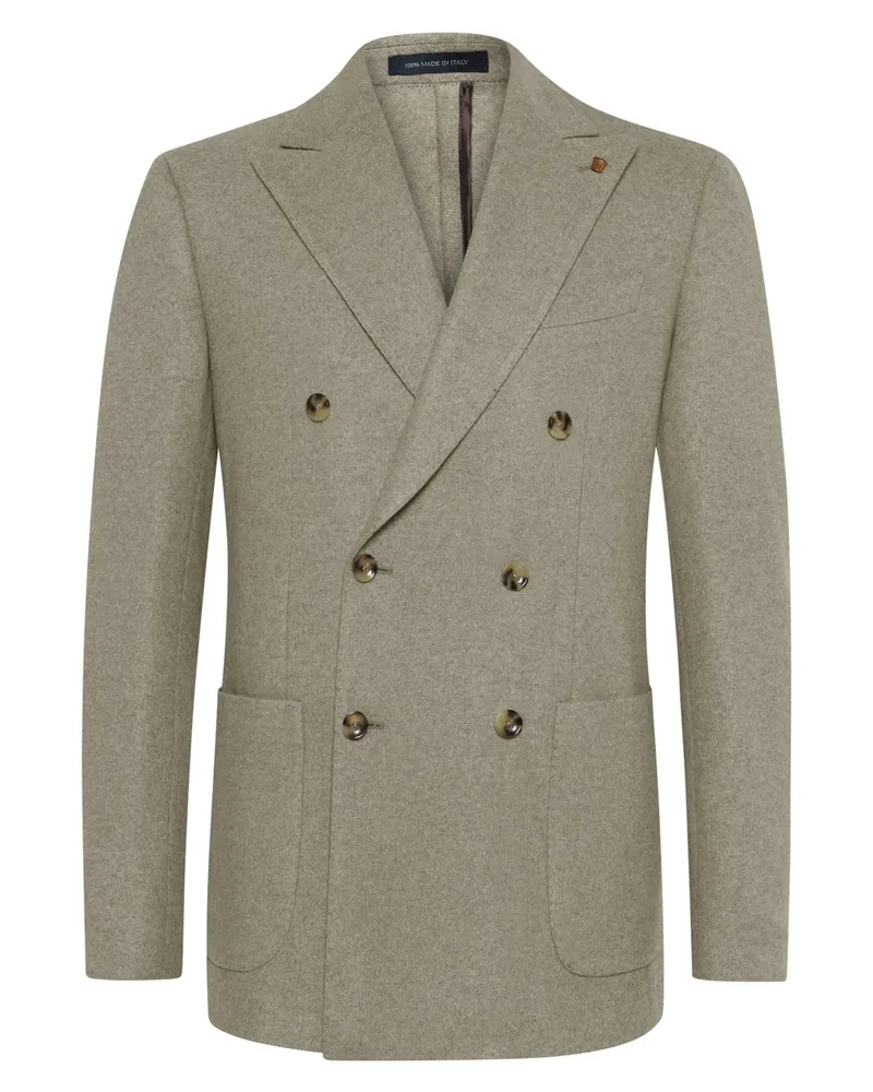 Sartoria Latorre Zweireihiges Kaschmir-Sakko mit steigendem Revers in Beige