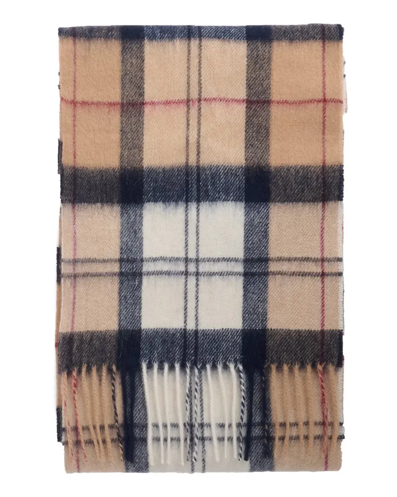 Barbour Schal aus Lammwolle und Kaschmir mit Check-Muster in Beige