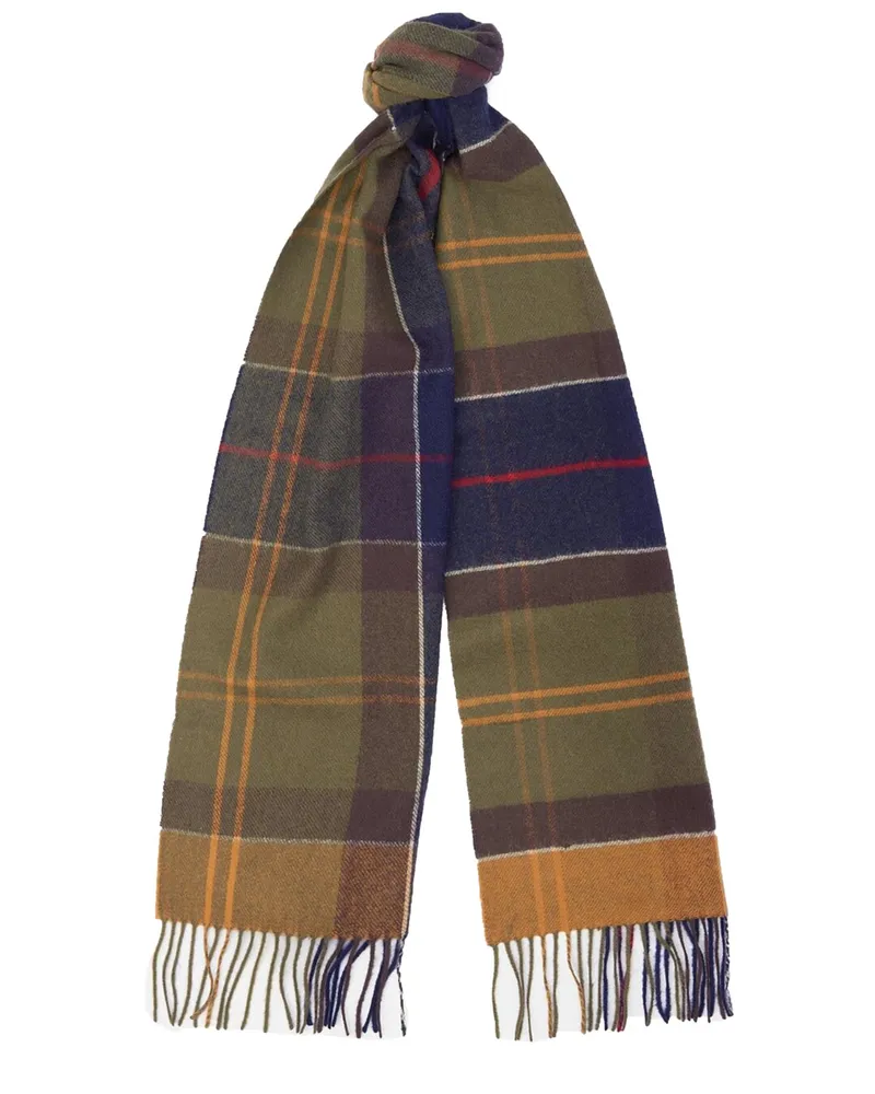 Barbour Schal aus Lammwolle mit Tartanmuster in Grün
