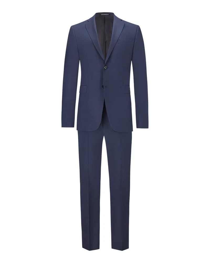Emporio Armani Anzug aus Schurwolle mit feinem Pepita-Muster Blau