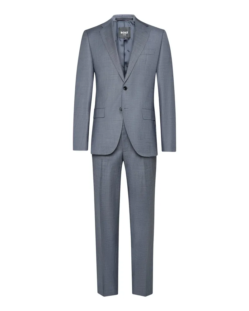 HUGO BOSS Zweiteiliger Anzug aus edler Schurwolle mit fallendem Revers, Slim Fit in Hellblau
