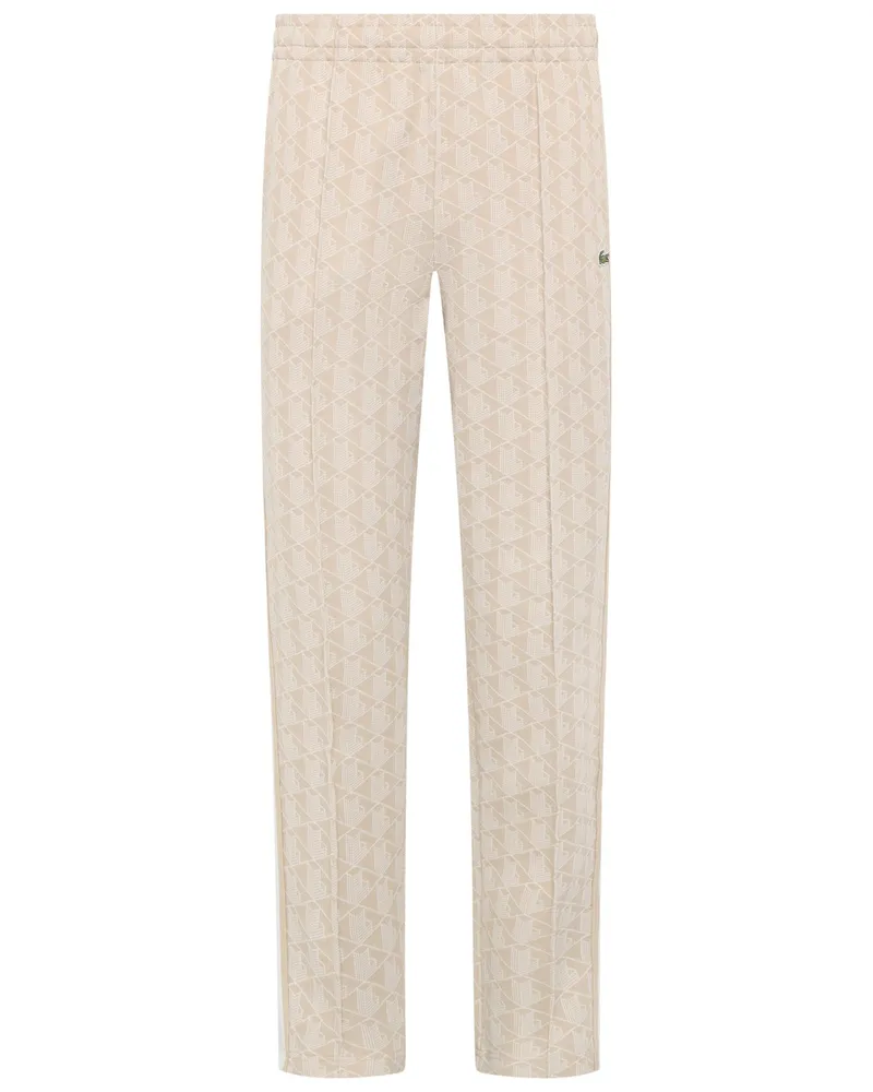 Lacoste Trainingshose Paris in Jaquard-Strick mit Monogramm-Print in Beige