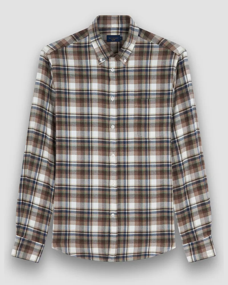 Paul & Shark Flanellhemd mit Brusttasche und Check-Muster in Braun