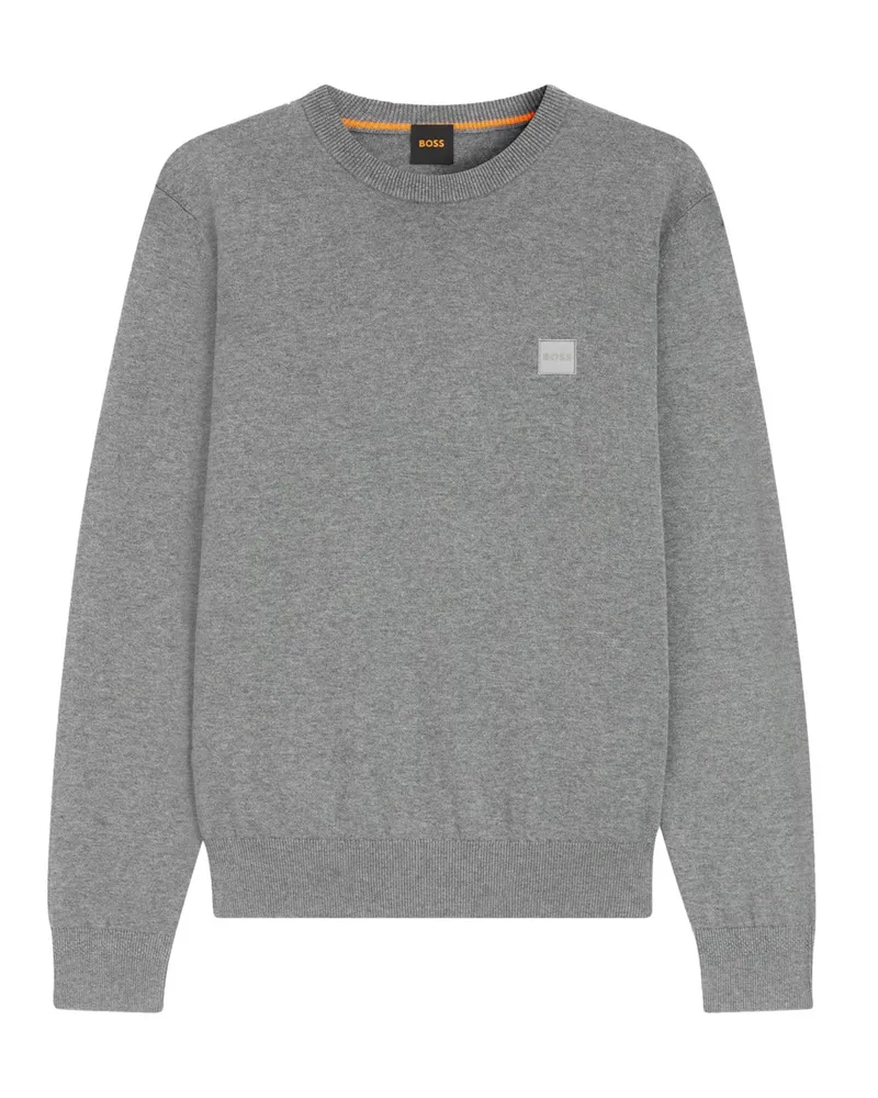 HUGO BOSS Leichter Pullover mit Kaschmiranteil und Rundhalsausschnitt in Grau