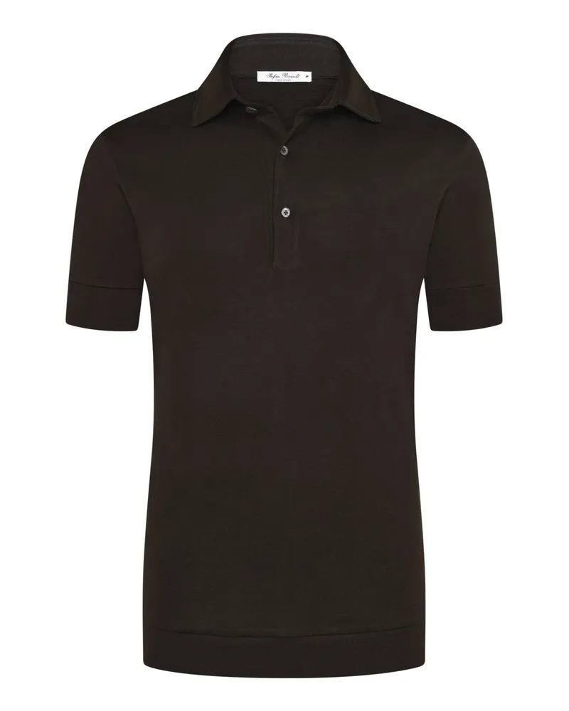 Stefan Brandt Glattes Poloshirt aus edler Urpima Sea Island® Baumwolle in Dunkelbraun