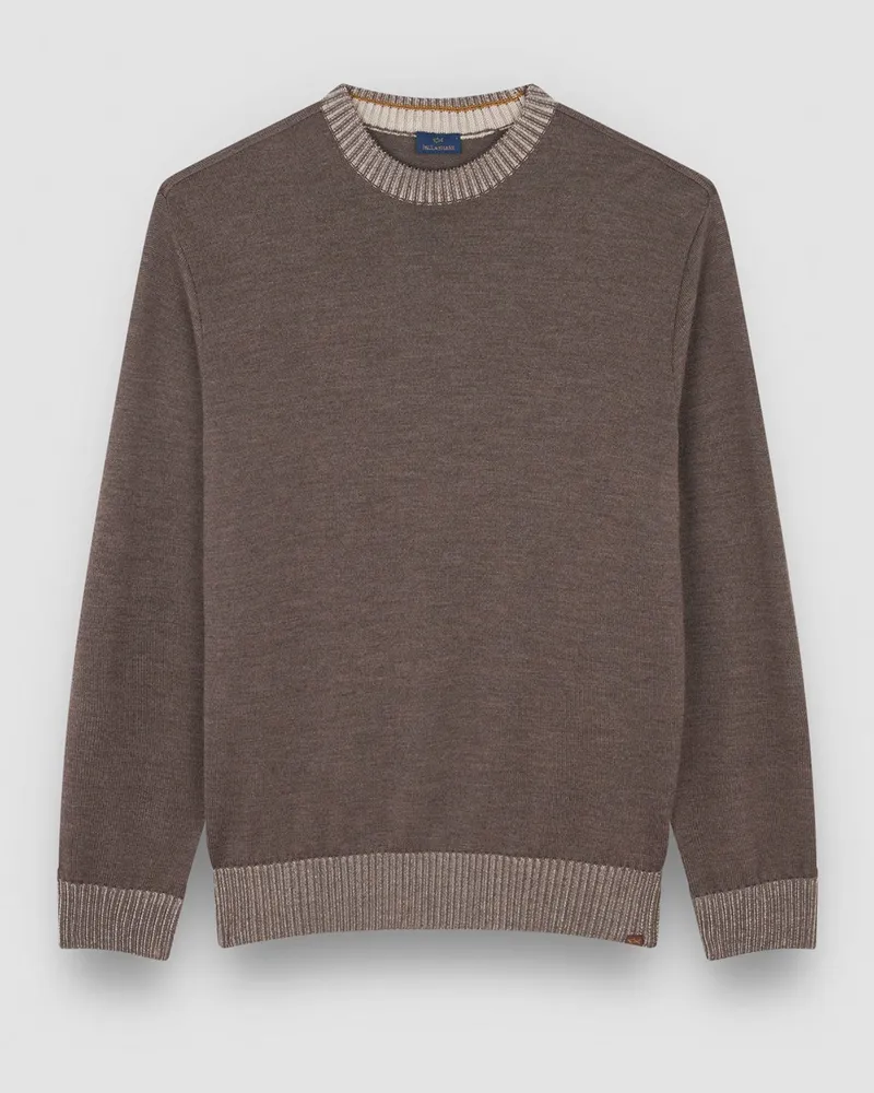 Paul & Shark Weicher Pullover aus Schurwolle mit Kontrast-Details in Braun