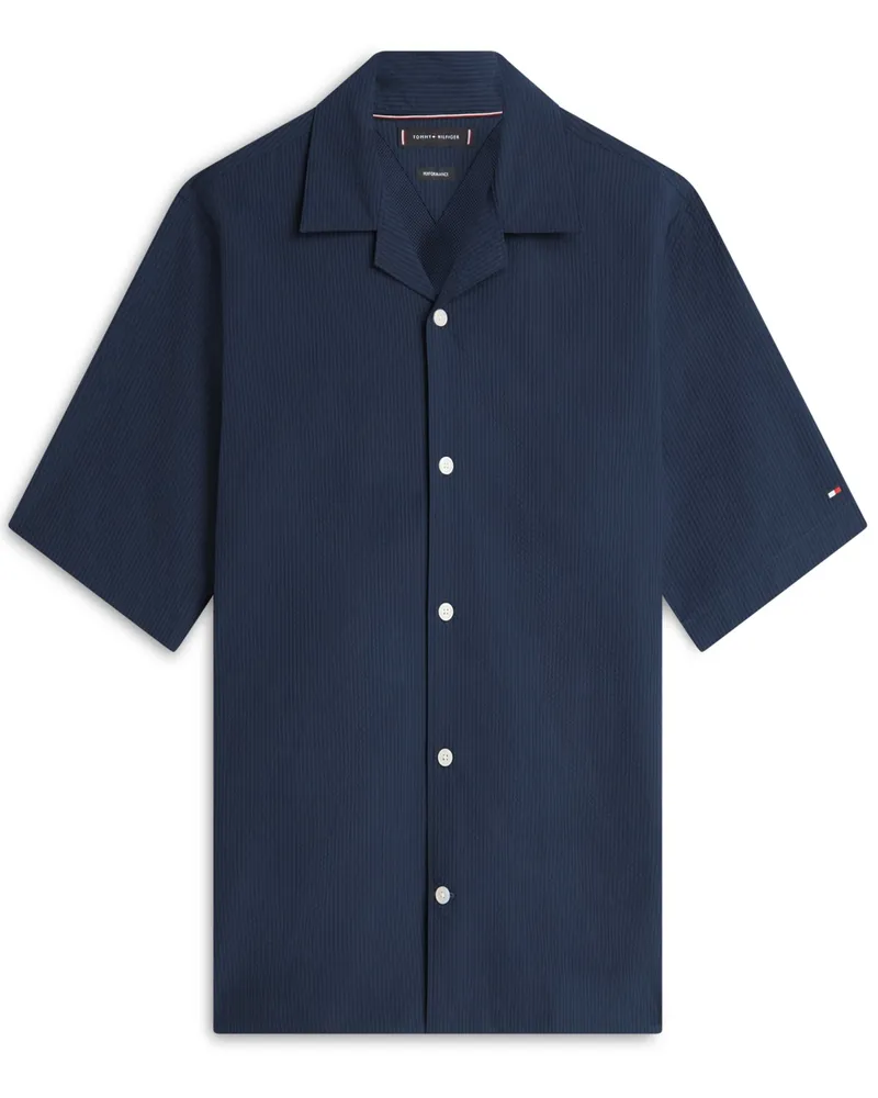 Tommy Hilfiger Leichtes Seersucker Performance Kurzarmhemd mit Streifen in Blau