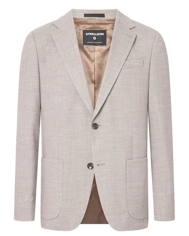 Strellson Anzugsakko aus einem Stretch-Wollgemisch mit Struktur, Slim Fit in Beige