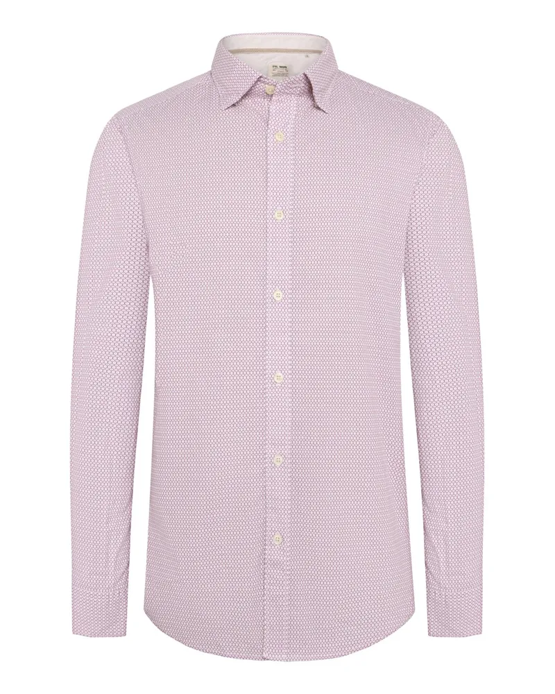 FIL NOIR Gemustertes Hemd aus Baumwolle mit Kentkragen in Rosenrot