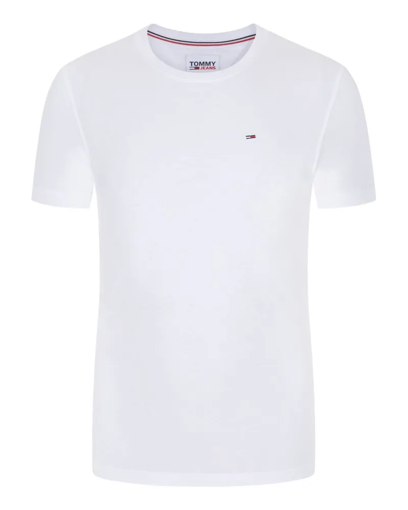 Tommy Hilfiger T-Shirt in Jersey-Qualität mit Logo-Stickerei in Weiß