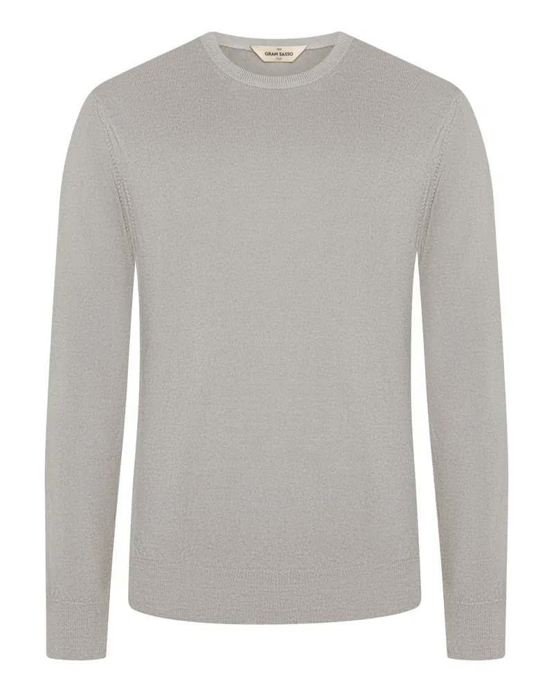 Gran Sasso Leichter Rundhals-Pullover aus Schurwolle in Hellgrau