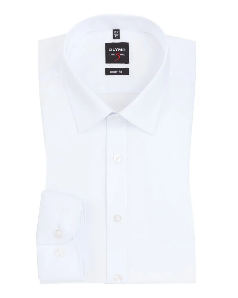 Olymp Level Five body fit Hemd, Stretch in Weiß