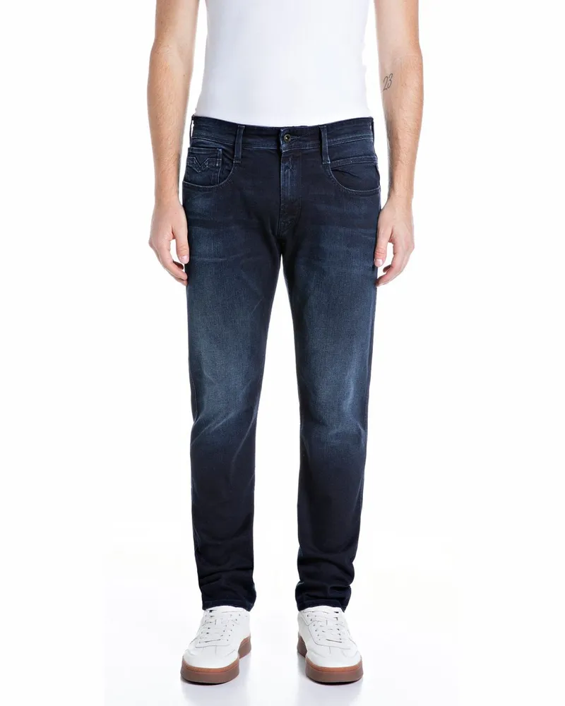 Replay Jeans Anbass mit Stretch und dezenter Waschung, Slim Fit in Schwarzblau
