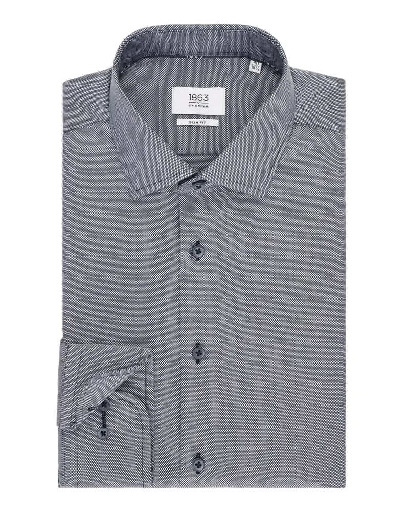 Eterna Vollzwirn-Hemd aus Baumwolle mit Struktur, Slim Fit in Marine