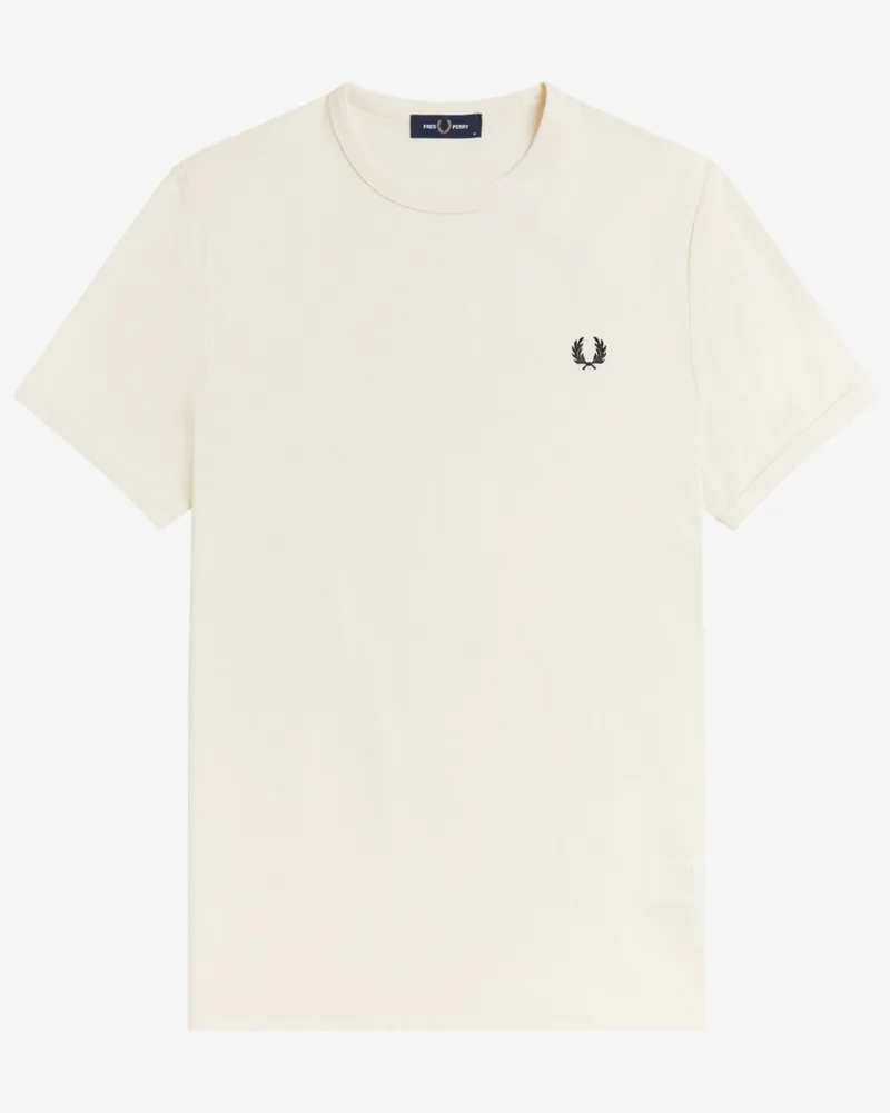 Fred Perry Softes T-Shirt aus Baumwolle mit Logo-Stickerei in Offwhite