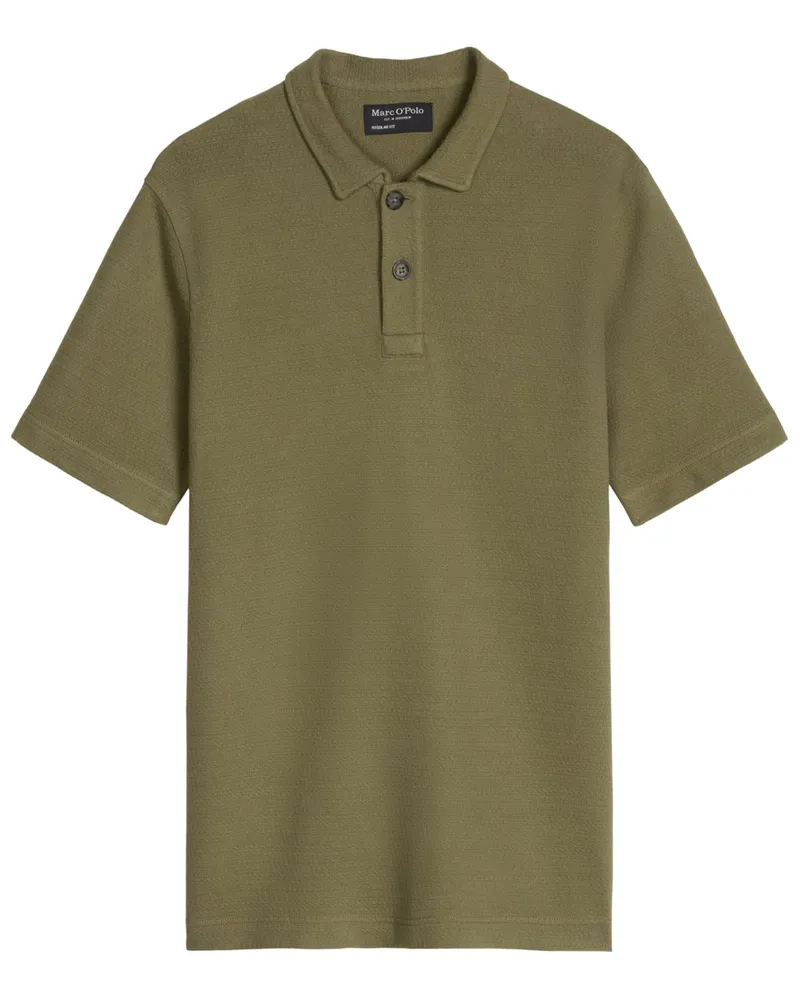 Marc O'Polo Strick-Poloshirt aus Bio-Baumwolle und Stretch mit Struktur, Regular Fit in Oliv