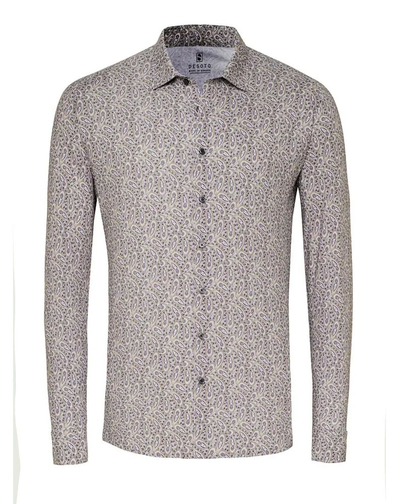DESOTO Jerseyhemd aus Baumwolle mit Paisley-Print in Beige