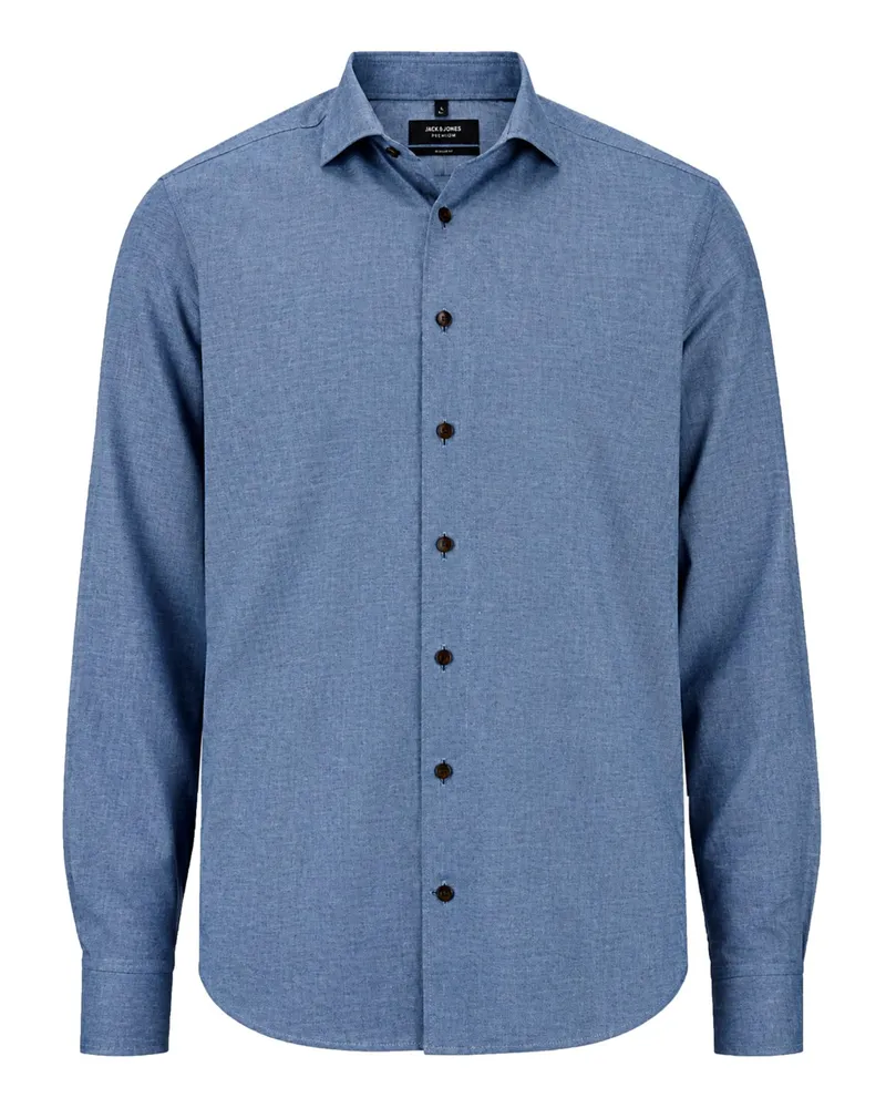 Olymp Signature Casual, Tailored Fit, Flanellhemd mit Kaschmir in Blau