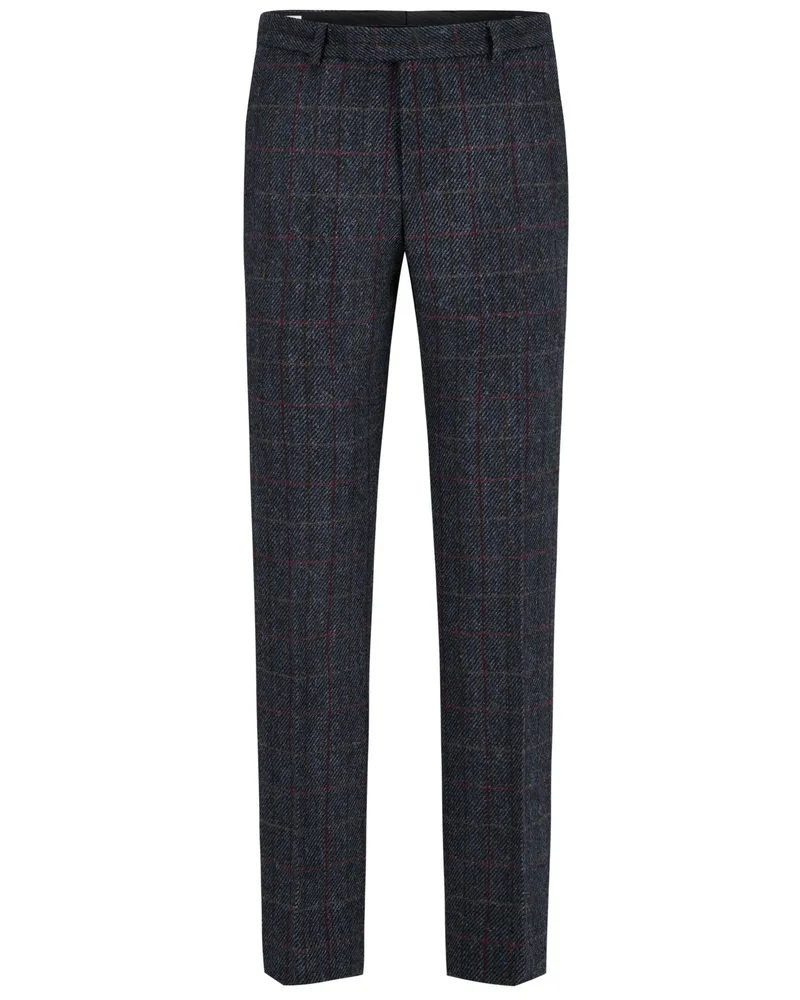 Wellington of Bilmore Teilgefütterte Anzughose aus Harris Tweed mit Fensterkaro in Blau