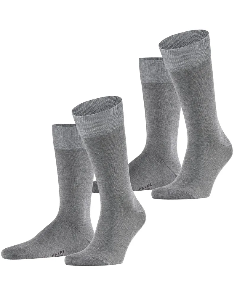 Falke 2er-Pack Socken HAPPY aus langlebiger Kompakt-Baumwolle in Hellgrau