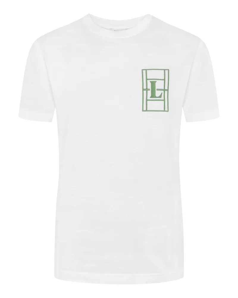 Lacoste T-Shirt aus schwerem Jersey mit Logo-Stickerei in Weiß