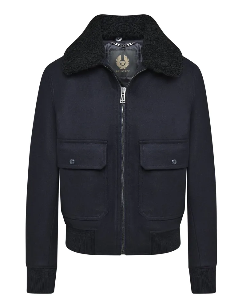 Belstaff Wattierte Fliegerjacke mit Schafffellkragen in Marine
