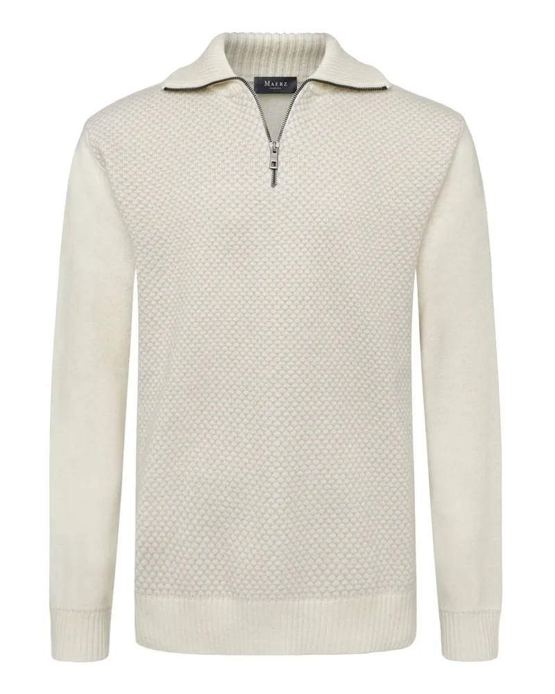 Maerz Strick-Troyer aus Merinowolle mit Struktur in Offwhite