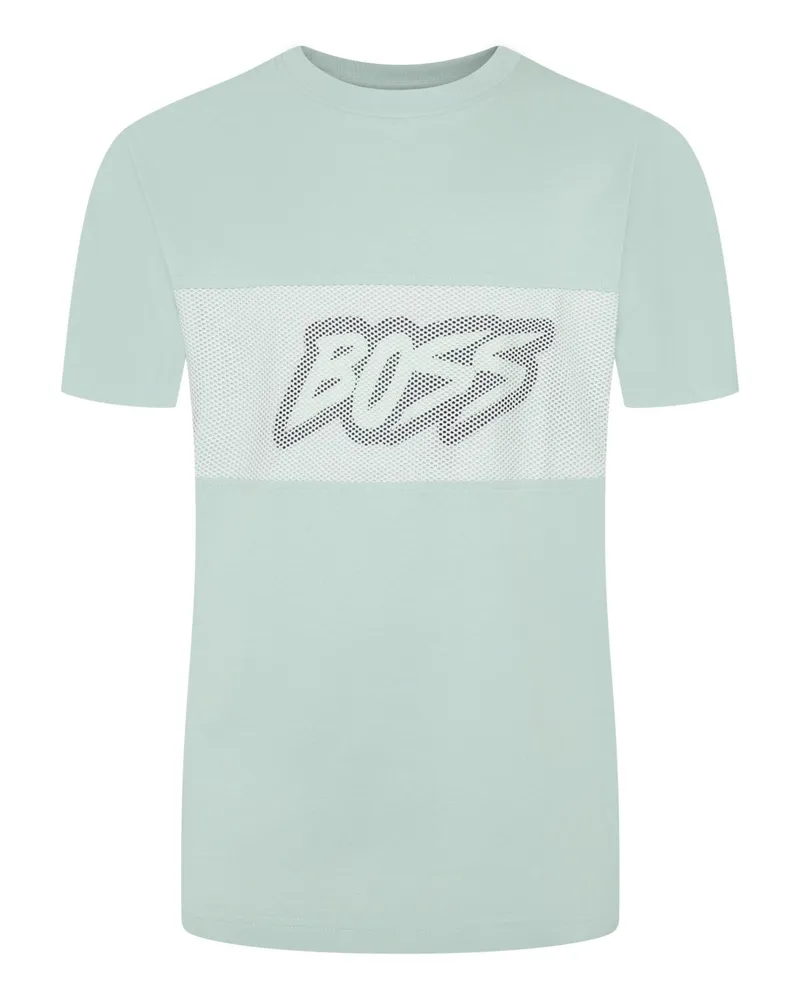 HUGO BOSS T-Shirt aus Baumwolle mit Front-Print in Mint