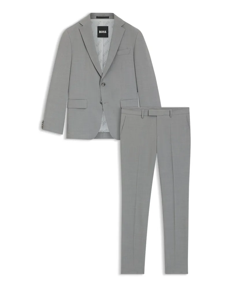 HUGO BOSS Waschbarer 4-Way-Stretch Anzug mit dezenter Webstruktur, Slim Fit in Hellgrau
