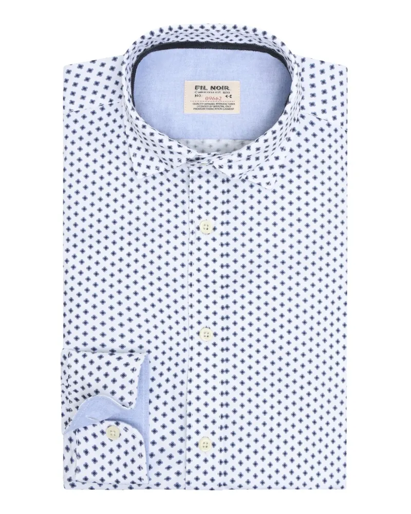 FIL NOIR Gemustertes Hemd aus Baumwolle, Shaped Fit in Blau