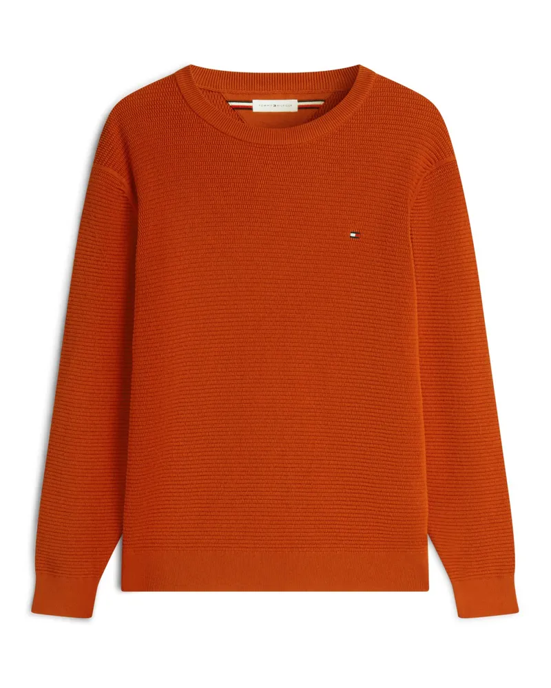 Tommy Hilfiger Pullover aus einem Baumwollstrick mit Logo-Stickerei in Orange